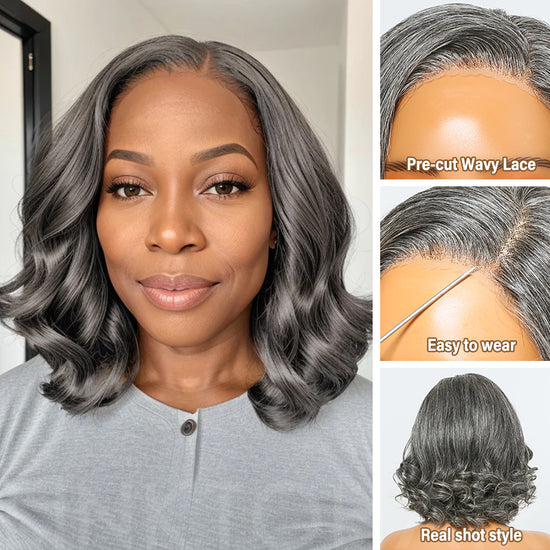 Trendy Limited Design | Salt And Pepper Loose Wave Glueless 5x5 Closure Lace Wig 100% Human Hair