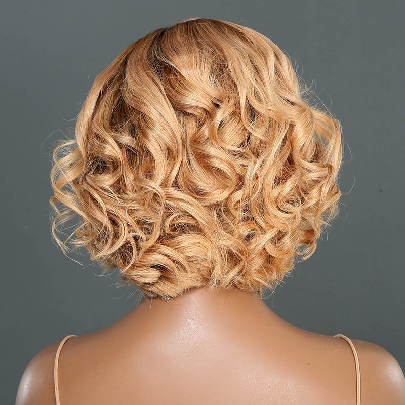 Ash Blonde Ombre Short Loose Wave Glueless 5x5 Closure Lace Short Bob Wig Human Hair