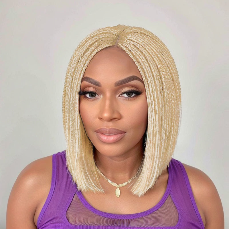 Blonde 613 5x5 Clousure Lace Wig Senegalese Twists Braided Wigs Human Hair for Black Women