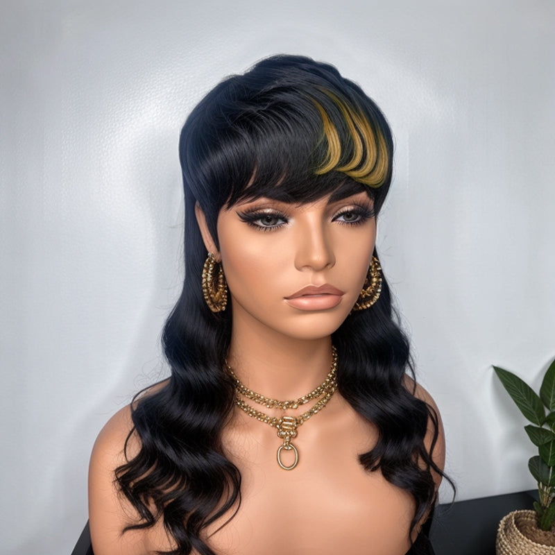 Brown Highlight Mullet Glueless Wig – LinktoHair