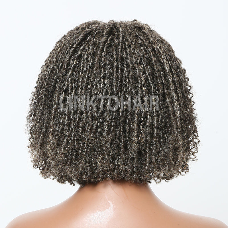 LINKTOHAIR TWIST | Salt And Pepper Dreadlock Style 5x5 Closure Lace Glueless Bob Wig 100% Human Hair