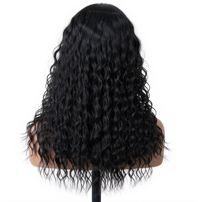 Salt And Pepper Wavy Curly Wig with Bangs 100% Human Hair Wigs Ready & Go