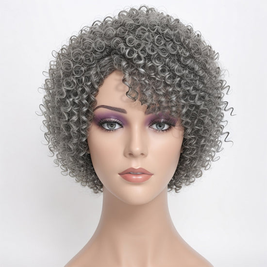 Salt And Pepper Glueless Kinky Curly Wigs Human Hair Wigs for Black Women