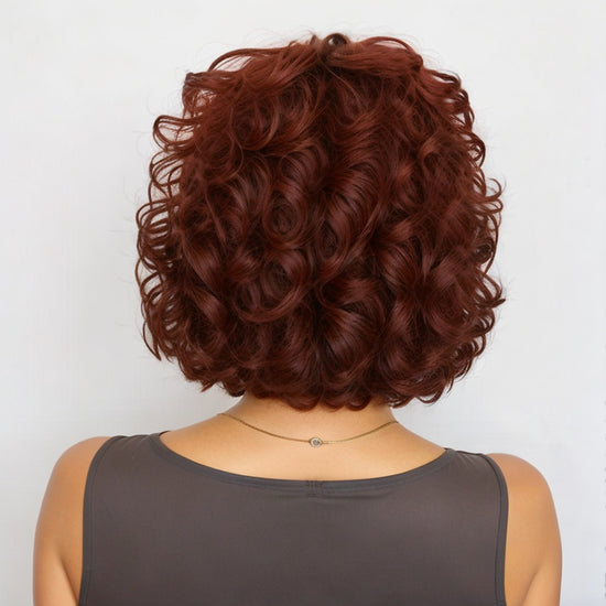 Short Curly Brown Wig 5x5 Closure Lace Glueless Bob Side Part Human Hair