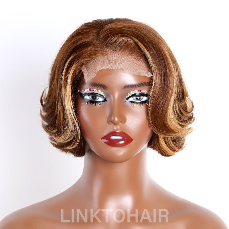 Toffee Brown Mix Blonde 5x5 Closure Lace C Part Glueless Wig Limited