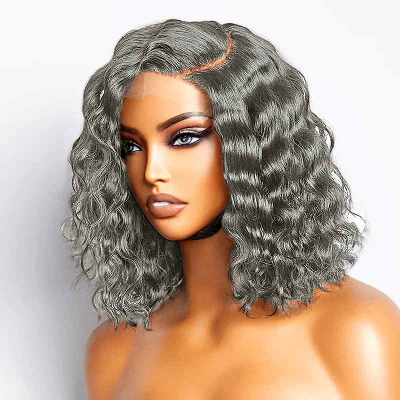 Salt And Pepper Loose Wave 5x5 Closure Lace Wig Human Hair